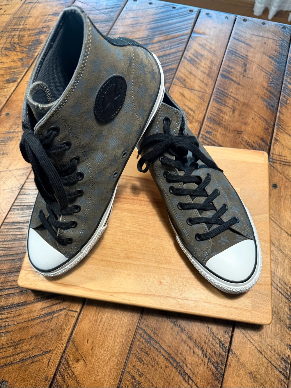 Converse High-Top Sneakers in Olive Green with Black Laces all star lobster logo